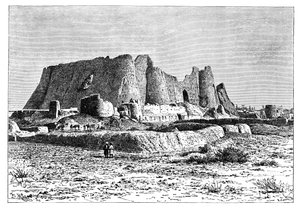 Het verwoeste fort van Veramin, Perzië Iran, 1895 door Armand Kohl