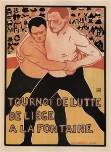Worsteltornooi, Luik, 1899 door Armand Rassenfosse