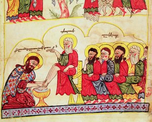 Christus wast de voeten van de discipelen
