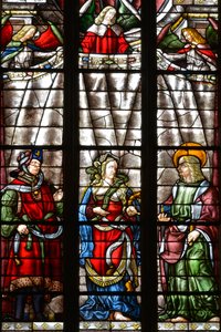 De profeet Daniël, Sibylle Cimmerienne en Sint Mattheüs de Evangelist - Glas-in-lood van de kapel Saint Louis, Arnaud de Moles (1470-1520) voltooid in 1513 - Kathedraal Sainte Marie d