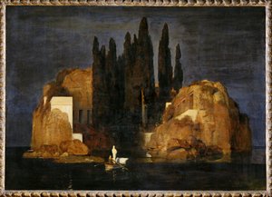 Die Toteninsel - Eiland van de Doden ... (olieverf op doek) door Arnold Böcklin
