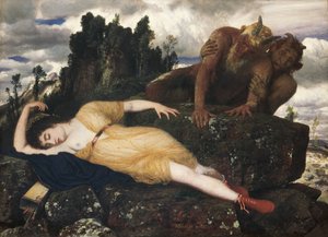 Slapende Diana bewaakt door twee faunen, 1877
