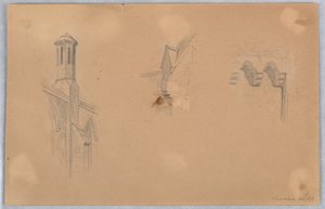 Architectonische details van kerk in Brookline door Arnold William Brunner