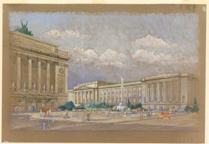 Studie voor Voorgesteld Muziek- en Kunstencentrum, New York, NY door Arnold William Brunner