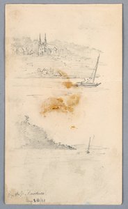 Twee Schetsen van Zeilboten bij St. Lawrence door Arnold William Brunner