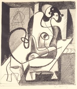 Schilder en Model (De Scheppingskamer) door Arshile Gorky