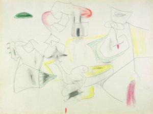 Zonder titel (krijt  potlood op papier) door Arshile Gorky