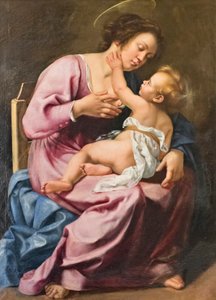 Madonna die baby Jezus voedt door Artemisia Gentileschi