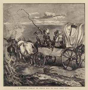 Een Mormoonse familie op weg naar Salt Lake City door Arthur Boyd Houghton