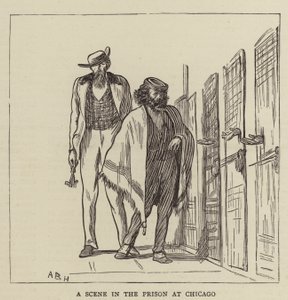 Een scène in de gevangenis van Chicago door Arthur Boyd Houghton