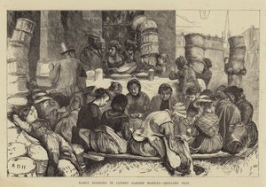 Vroege Ochtend op Covent Garden Market, erwten doppen door Arthur Boyd Houghton