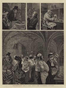 Voorbereidingen voor een stadsfeest, de keuken van het Guildhall