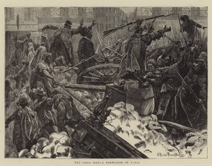 De Parijse menigte, een barricade in Parijs