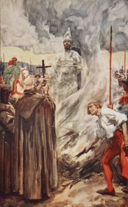 De verbranding van John Huss op 6 juli 1415, illustratie uit 