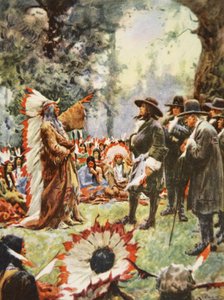Het verdrag van William Penn met de Indianen, illustratie uit 