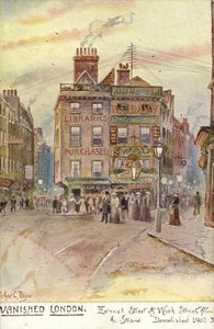 Verdwenen Londen - Holywell Street en Wych Street, vanaf de Strand door Arthur Charles Payne