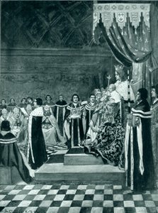 Hendrik VI opent het parlement met zijn moeder door Arthur David McCormick