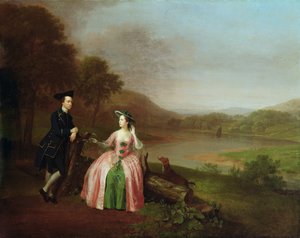 Sir George en Lady Strickland in de Tuinen van Boynton Hall, nabij Bridlington, Yorkshire