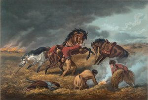 Leven op de prairie: De verdediging van de trappers door Arthur Fitzwilliam Tait