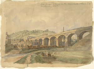 Todmorden Viaduct op de Manchester & Leeds Railway, Engeland 1843 door Arthur Fitzwilliam Tait