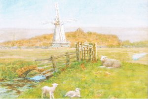 De molen, Rye, Sussex, Ansichtkaart, 1970s door Arthur Foord Hughes