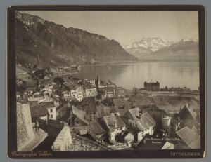 Gezicht op Montreux aan het Meer van Genève (detail) door Arthur Gabler