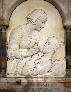 Florence Nightingale troost een gewonde man door Arthur George Walker