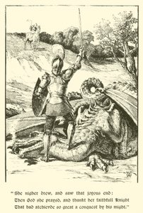 De Rode Kruisridder, Het Laatste Gevecht (gravure) door Arthur George Walker
