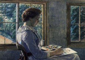 Vrouw schildert door Arthur George Walker