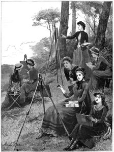 Een dames schetsclub, 1885 door Arthur Hopkins
