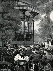 Muziek in de open lucht in Londen: luisteren naar de militaire band in Hyde Park door Arthur Hopkins
