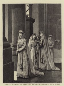 Rome, de processie van Ammantate (huwelijkskandidaten) bij Sint-Pieter