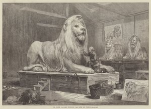 Sir Edwin Landseer modelleert de leeuwen voor Trafalgar Square