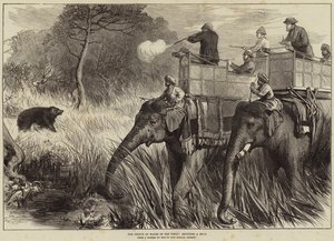 De Prins van Wales in de Terai, een beer schietend door Arthur Hopkins
