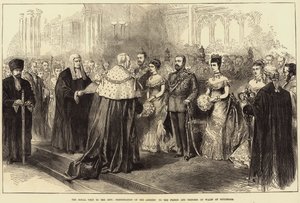 Het koninklijk bezoek aan de stad, presentatie van het adres aan de prins en prinses van Wales in Guildhall