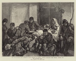 De Russisch-Turkse oorlog, opening van de campagne in Europa, families migreren vanuit Ibraila, wachtend op de middernachttrein