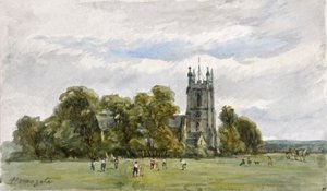 Cricket op de Stray, voor de Christ Church, High Harrogate