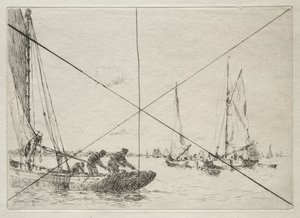 Oestervissen, West Mersea door Arthur John Trevor Briscoe