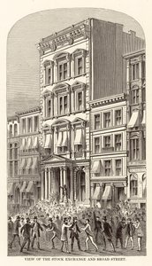 Uitzicht op de Beurs en Broad Street door Arthur Lumley