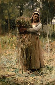 Het Boerenmeisje (De Takkenverzamelaar) 1880 door Arthur Melville