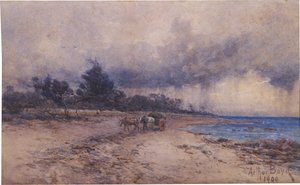 Verzamelen van zeewier voor de storm, Sandringham strand door Arthur Merric Boyd