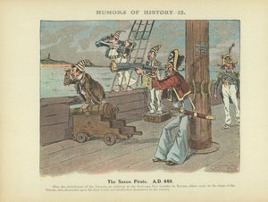 De Saksische piraat. A.D. 449 (kleurenlitho) door Arthur Moreland