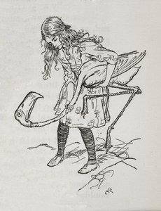 Alice die croquet speelt met een flamingo door Arthur Rackham