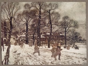 Een middag toen de tuinen wit waren van de sneeuw, uit Peter Pan in Kensington Gardens door J M Barrie (1860 - 1937), pub. 1906