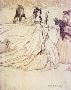 Assepoester gaat naar het bal, uit De Sprookjes van de Gebroeders Grimm, uitgegeven 1909