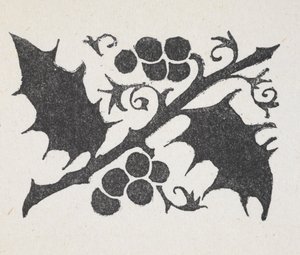 Zwart-wit print van hulstbladeren en bessen