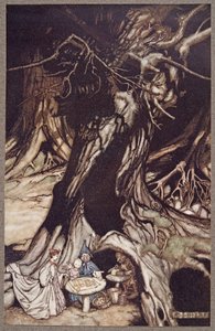 Boter wordt verkregen uit de wortels van oude bomen, uit Peter Pan in Kensington Gardens door J M Barrie (1860 - 1937), pub. 1906