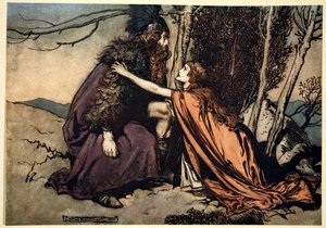 Vader! Vader! Vertel me wat je scheelt, met ontzetting vul je je kind!, 1910 door Arthur Rackham