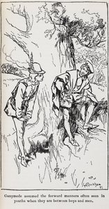 Illustratie van Ganymedes uit Zoals het u bevalt. door Arthur Rackham