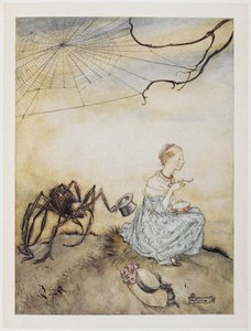 Kleine Miss Muffet door Arthur Rackham
